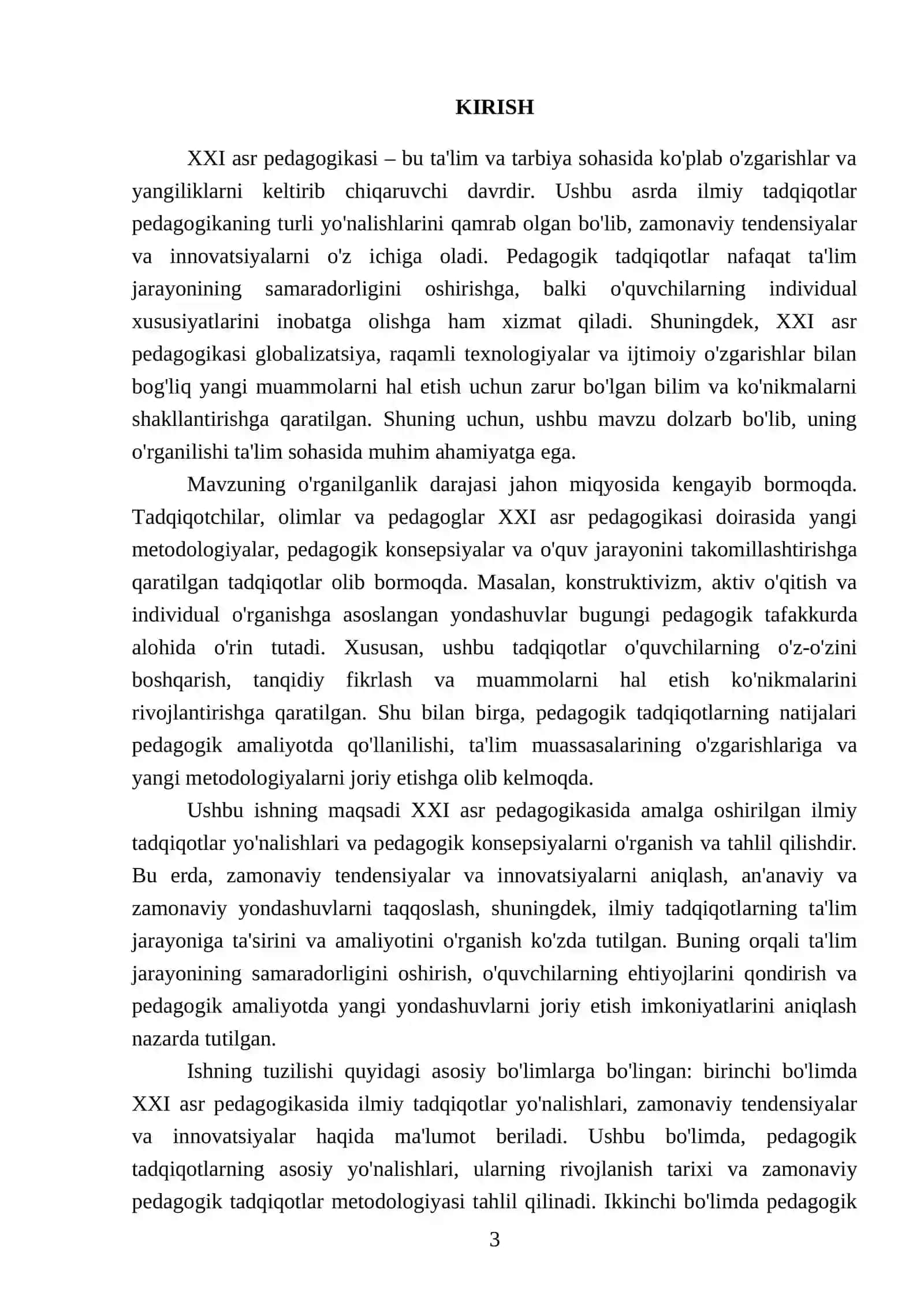 XXI asr pedagogikasida amalga oshirilgan ilmiy tadqiqotlar yoʻnalishlari va pedagogik konsepsiyalar 3