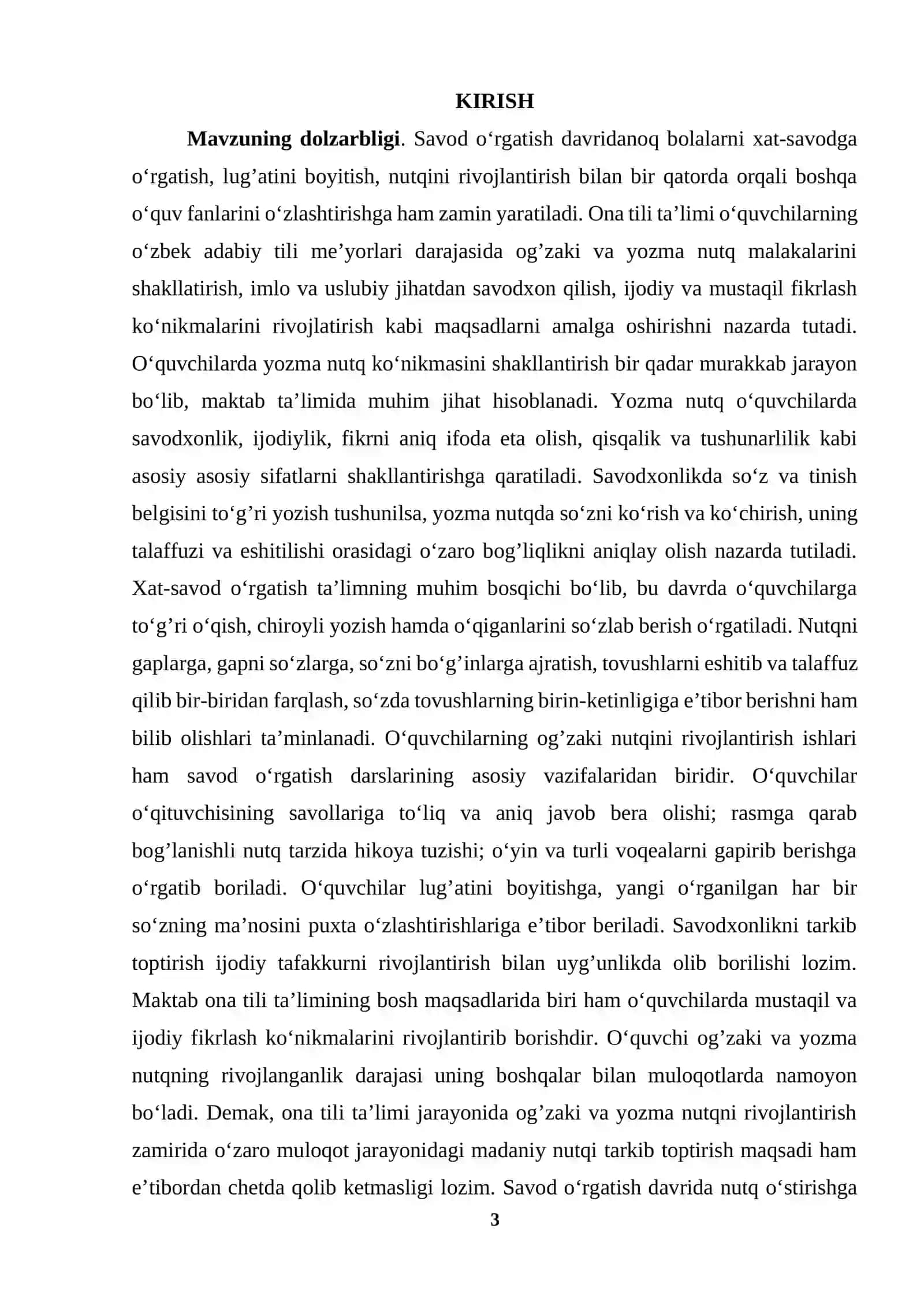 Savod o‘rgatish davri yozuv darslarida nutq o‘stirish 3