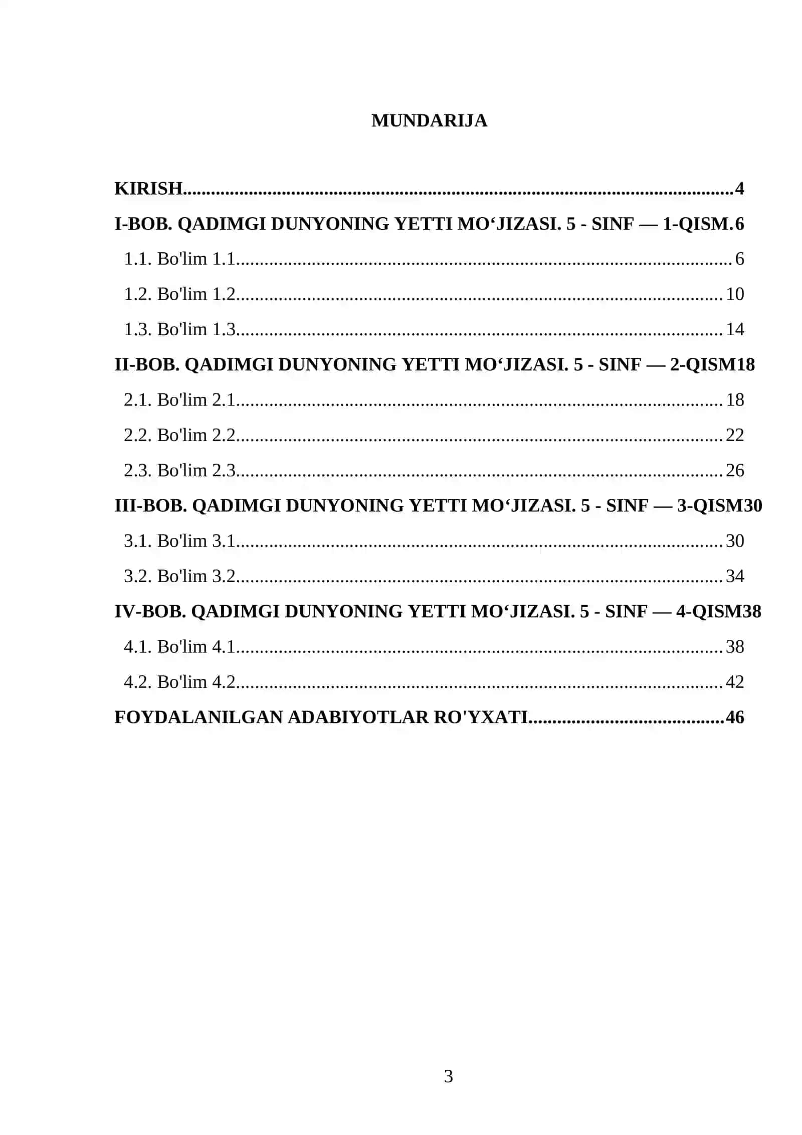 QADIMGI DUNYONING YETTI MO‘JIZASI. 5 - SINF 3