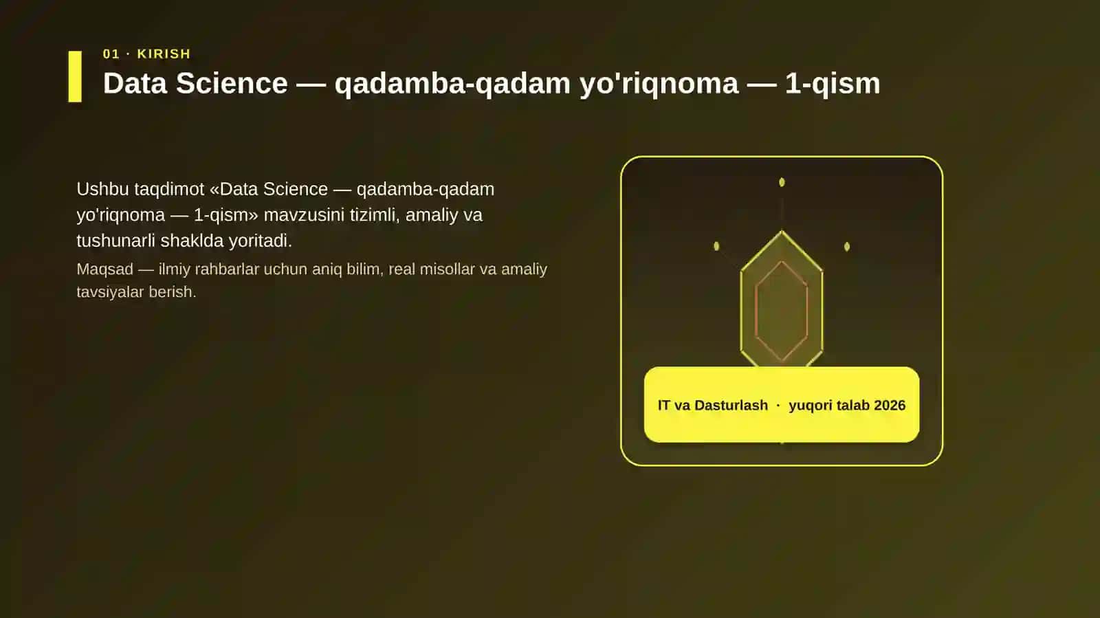 Data Science — qadamba-qadam yo'riqnoma — 1-qism 3