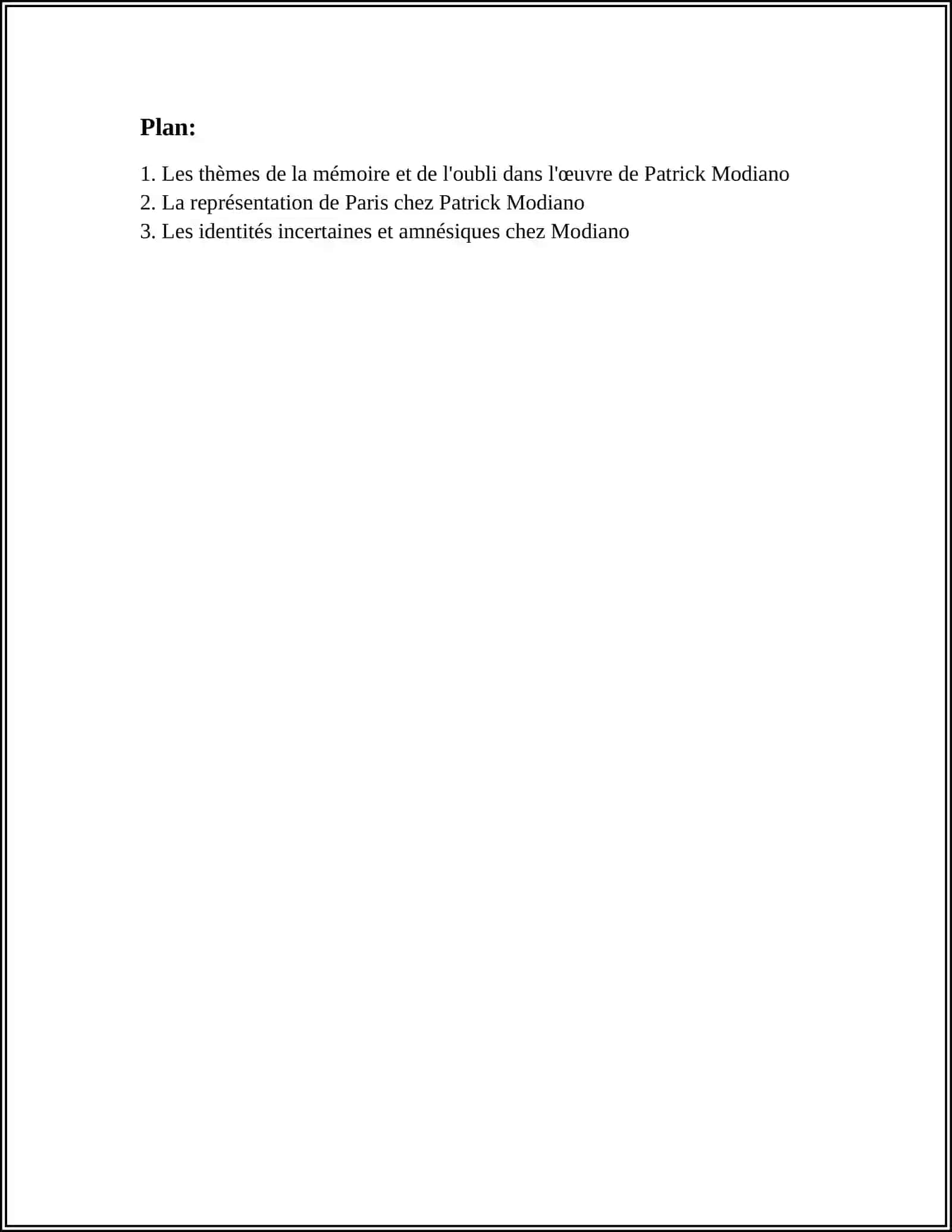 PATRICK MODIANO ET SON OEUVRE 3