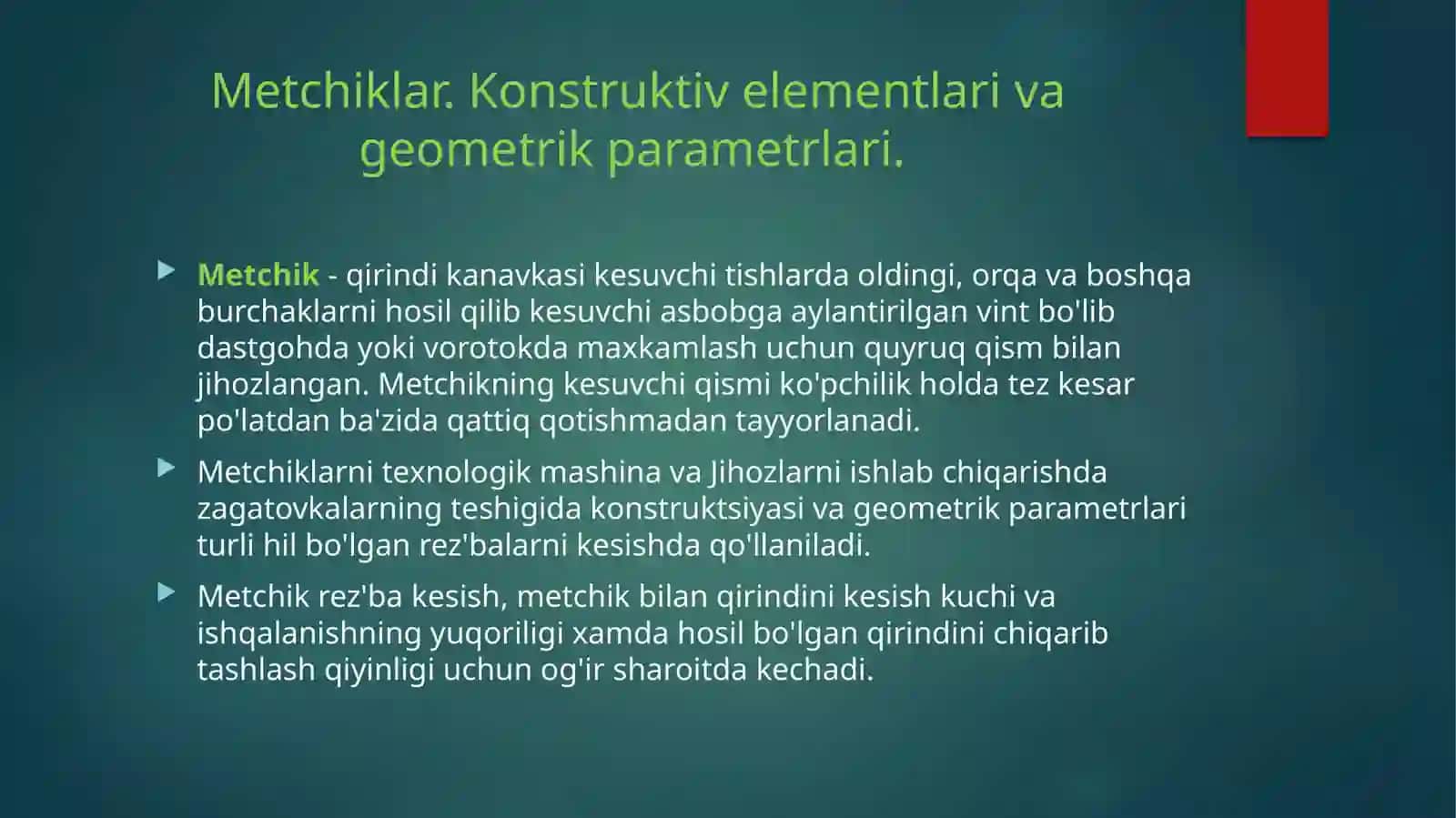 Metchiklar va Konstruktiv Elementlari 3