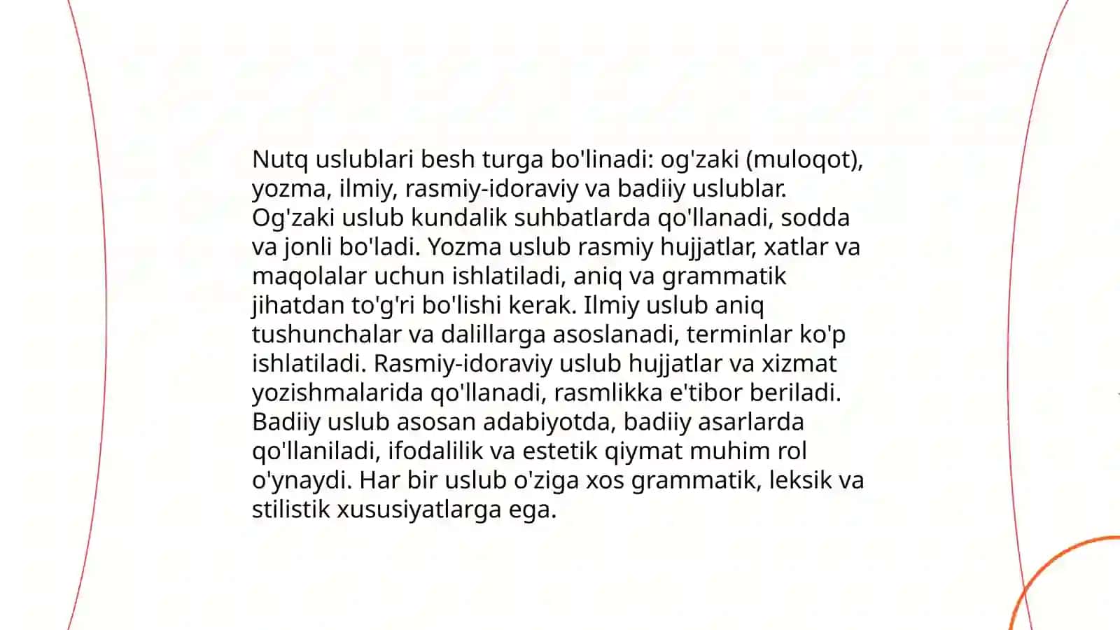 Nutq uslublarining turlari va xususiyatlari 3