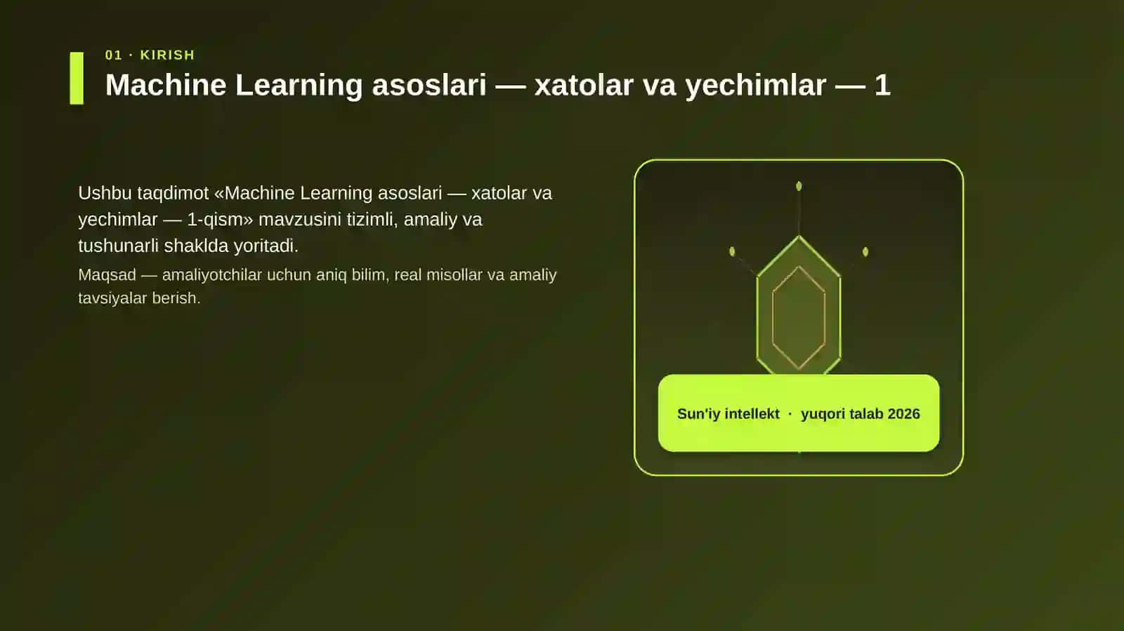 Machine Learning asoslari — xatolar va yechimlar — 1-qism 3