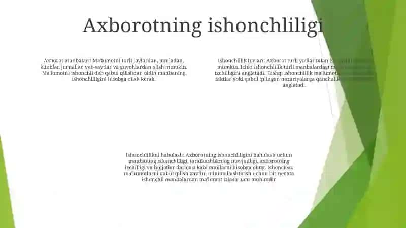 Axborot Turlari Va Ishonchliligi 3
