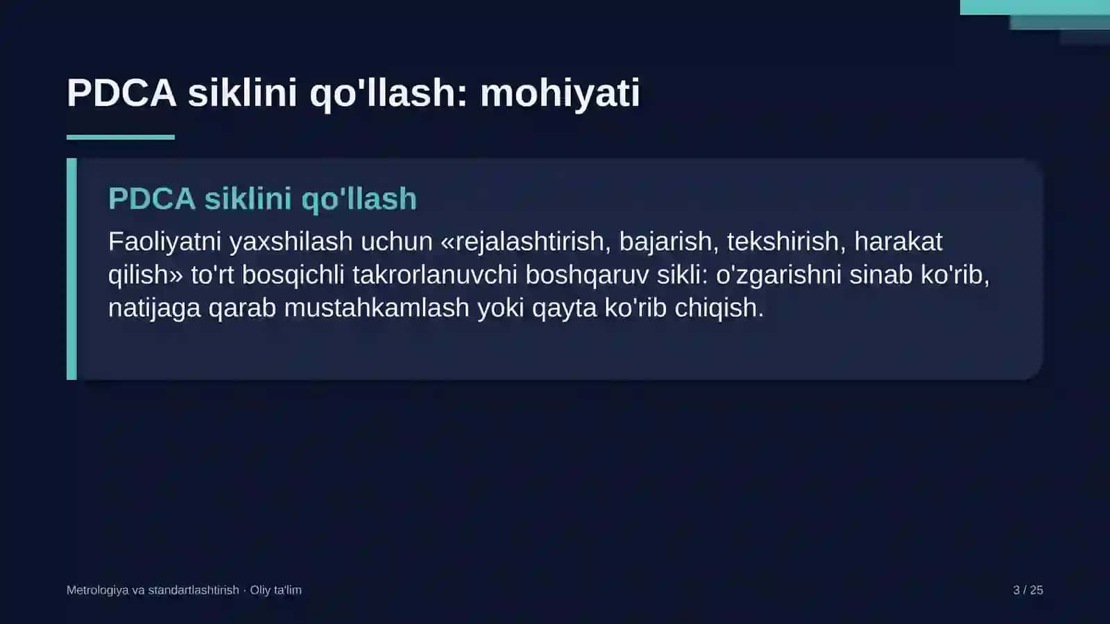 Elektr montaj ishlarida PDCA siklini qo'llash 3