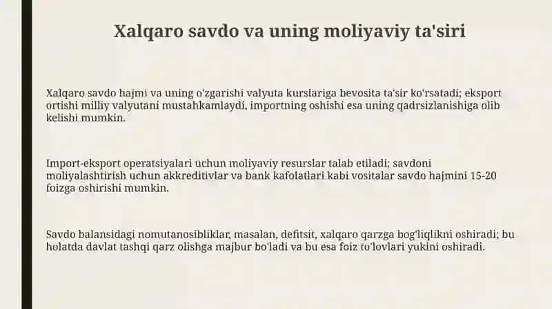 Xalqaro molya munosabatlari 3