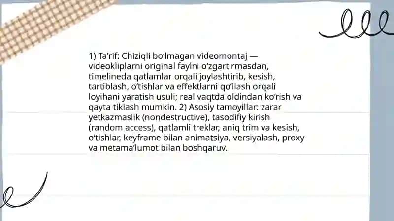 Chiziqli bo‘lmagan videomontaj 3