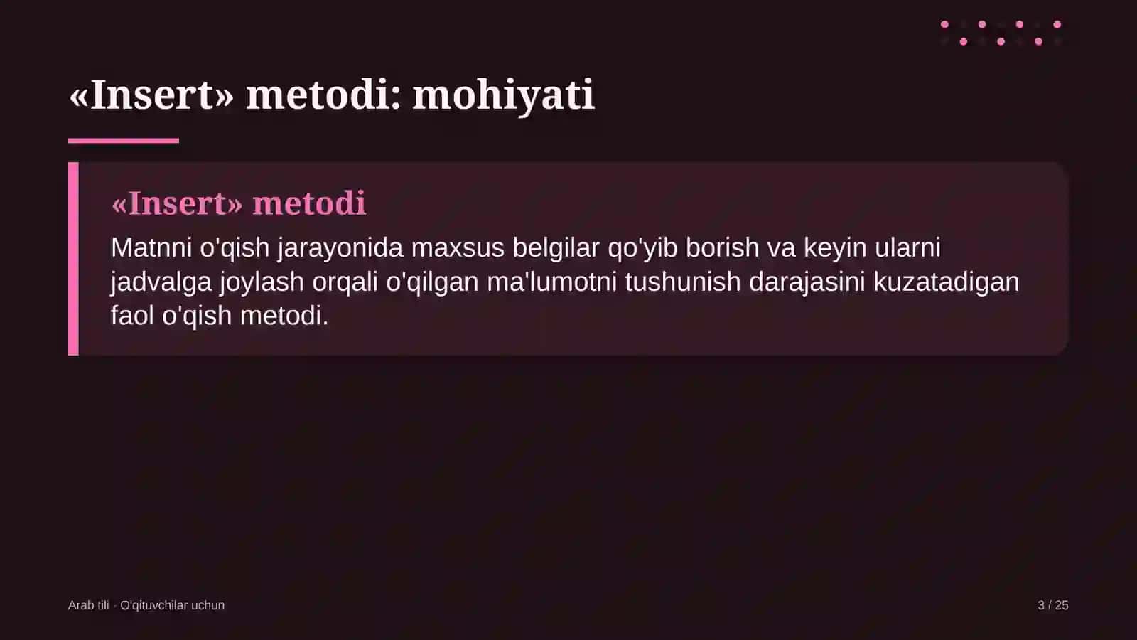 arab tili darslarida insert metodidan foydalanish 5963 3