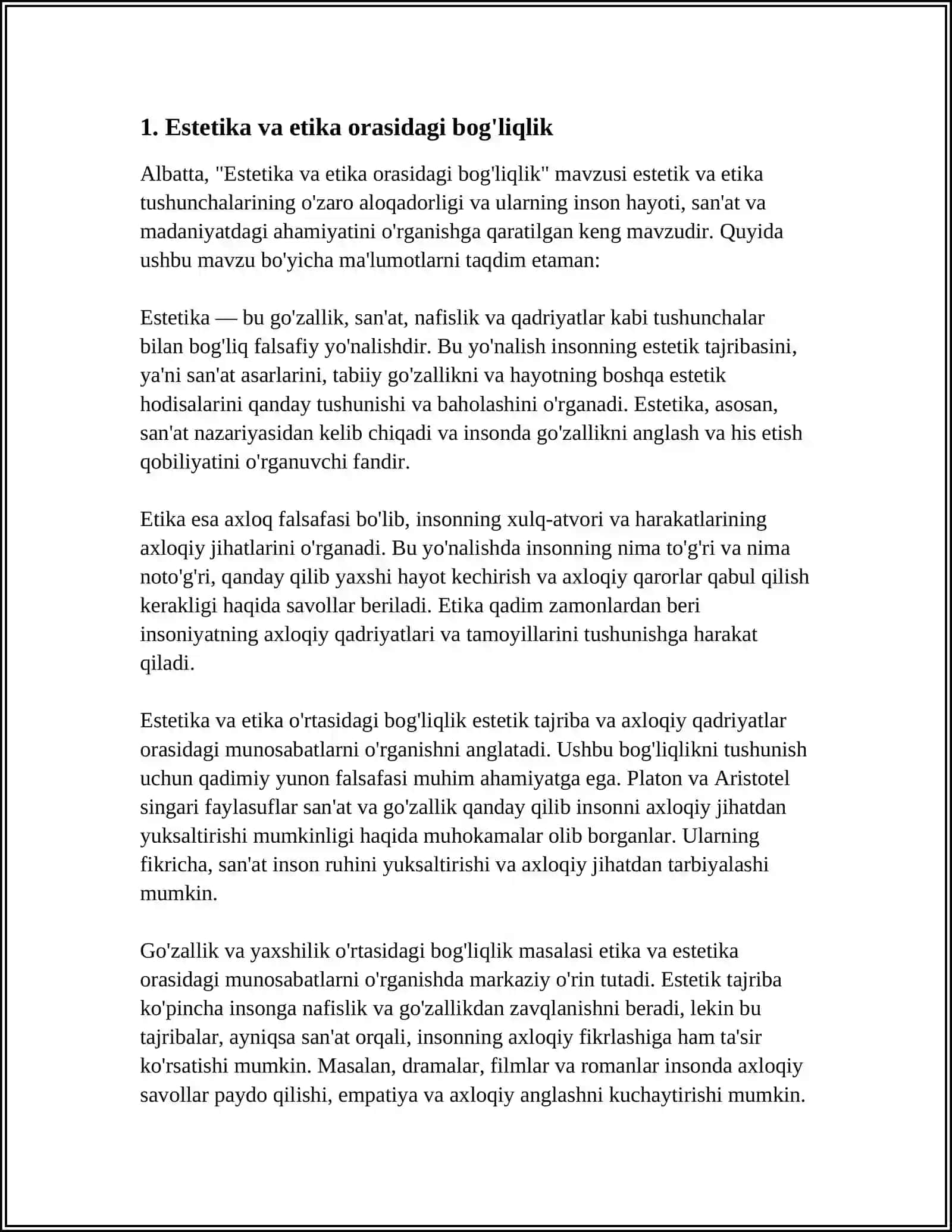 AXLOQ FALSAFASI (ETIKA):NAFOSAT FALSAFASI (ESTETIKA) 3