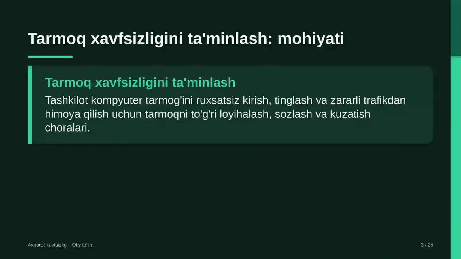 elektron hujjat aylanishi tizimlarida tarmoq xavfsizligini ta'minlash 7940 3
