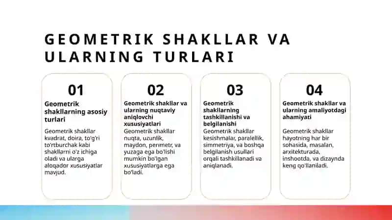 Jadvallar va geometrik shakllar 3