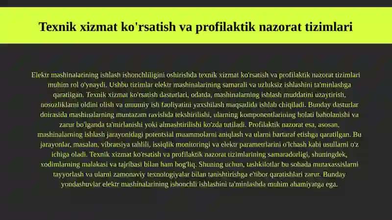 Elektr mashinalarining ishlash ishonchliligini oshirish usullari. 3