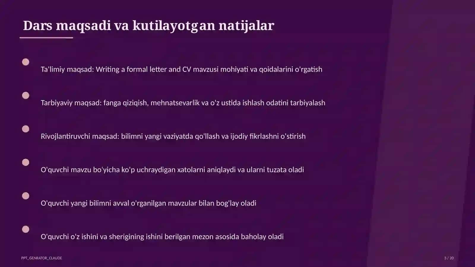 Writing a formal letter and CV (10-sinf) 3