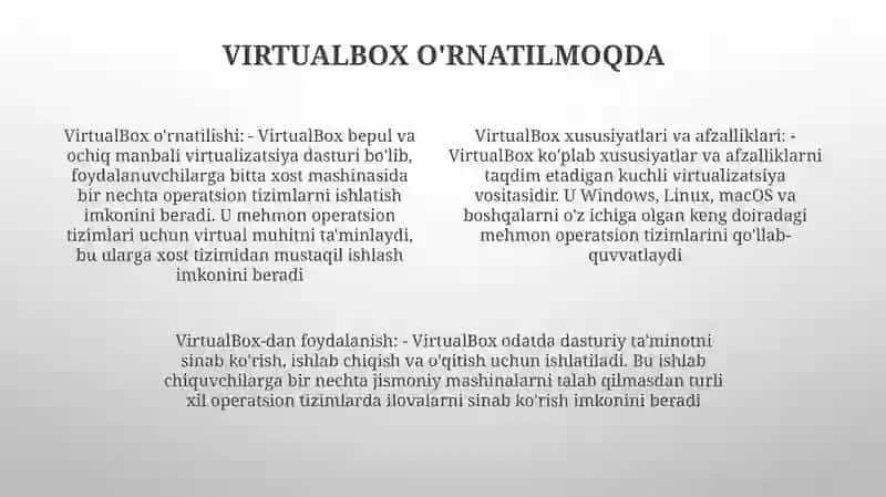Virtual Box OʻRnatish 3