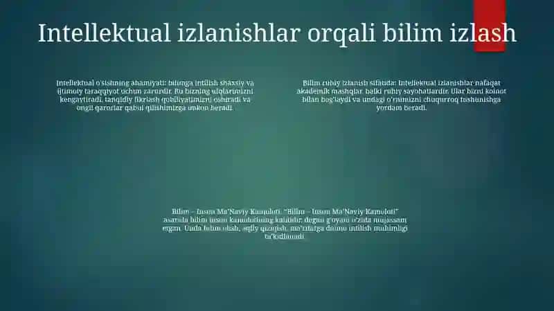 Bilim – Inson Ma’Naviy Kamoloti Omili 3