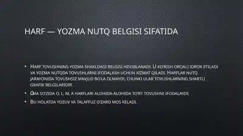 harflar va tovushlar o'rtasidagi farqlar 3