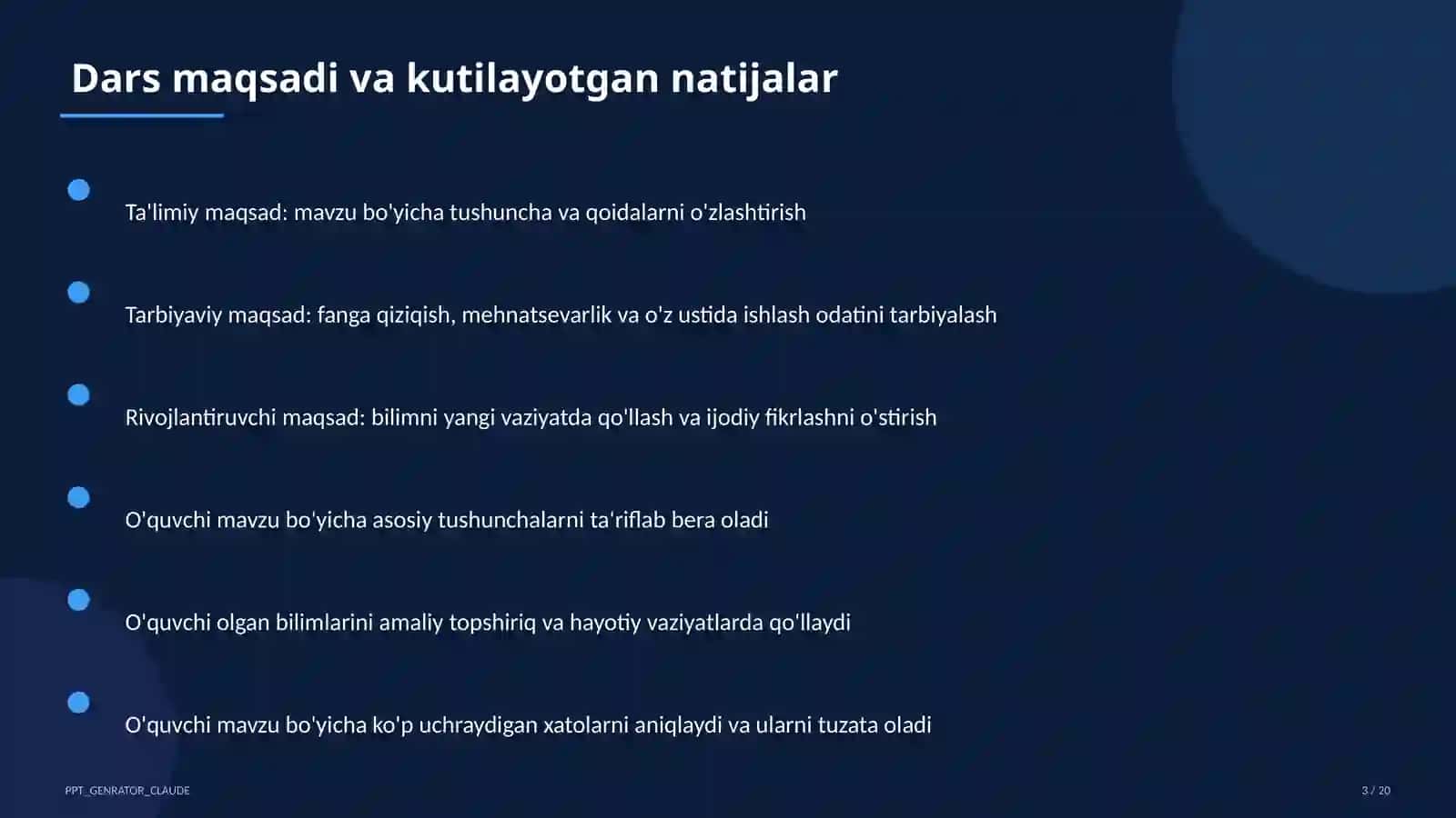 Dars rejasi 3
