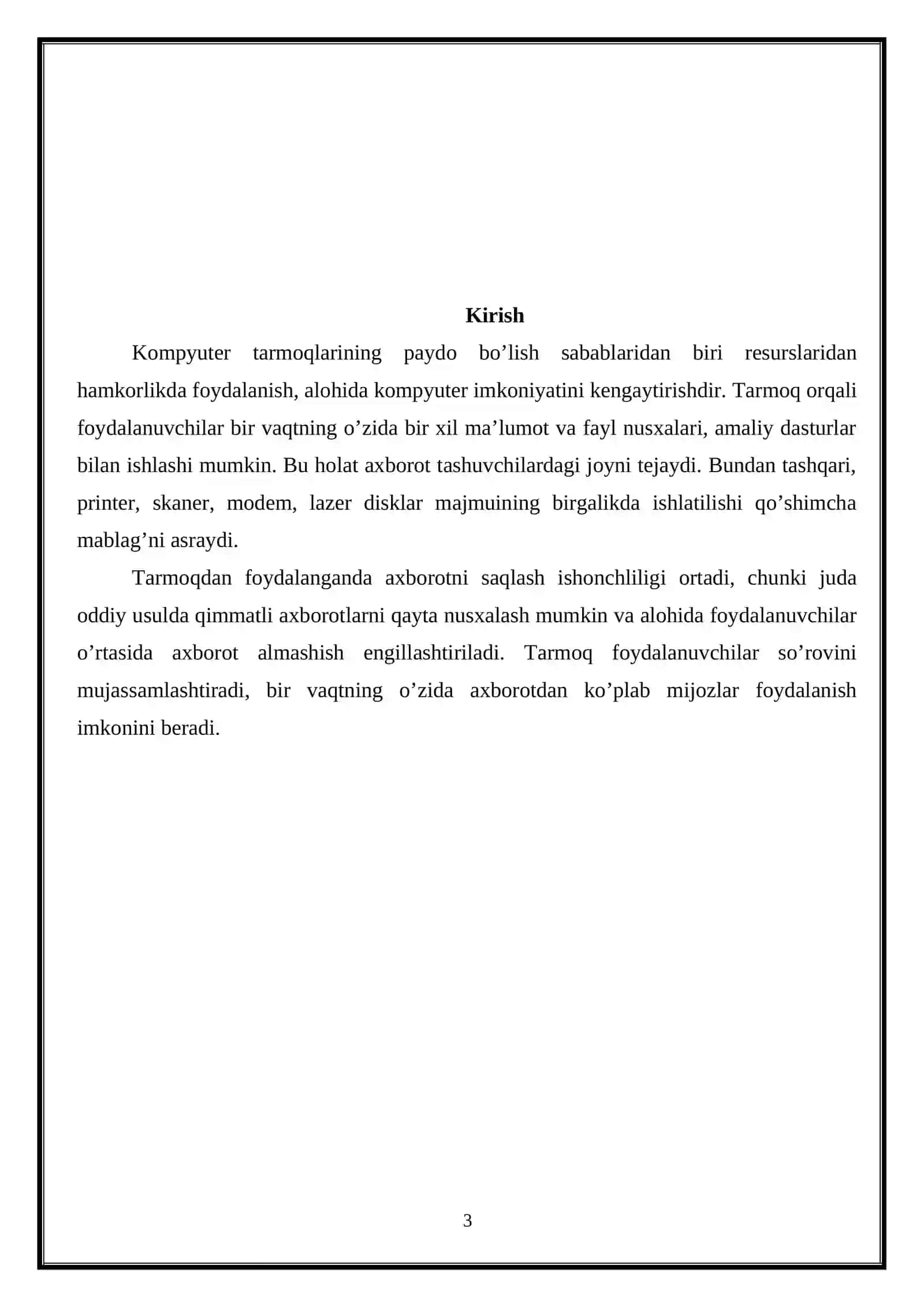 Tarmoqlar 3