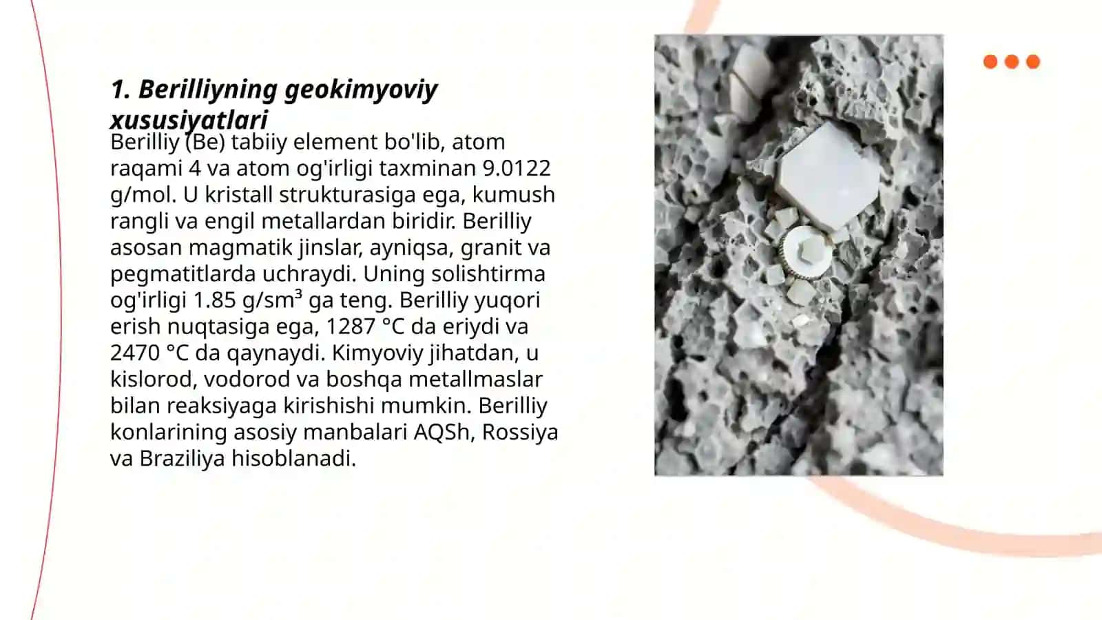 Berilliy geokimyosi 3