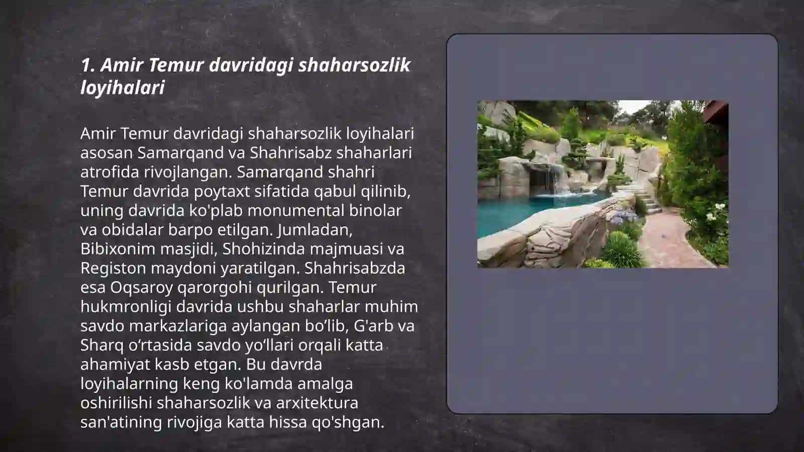 Amir Temur davlatida obodonlashtirish va bunyodkorlik 3
