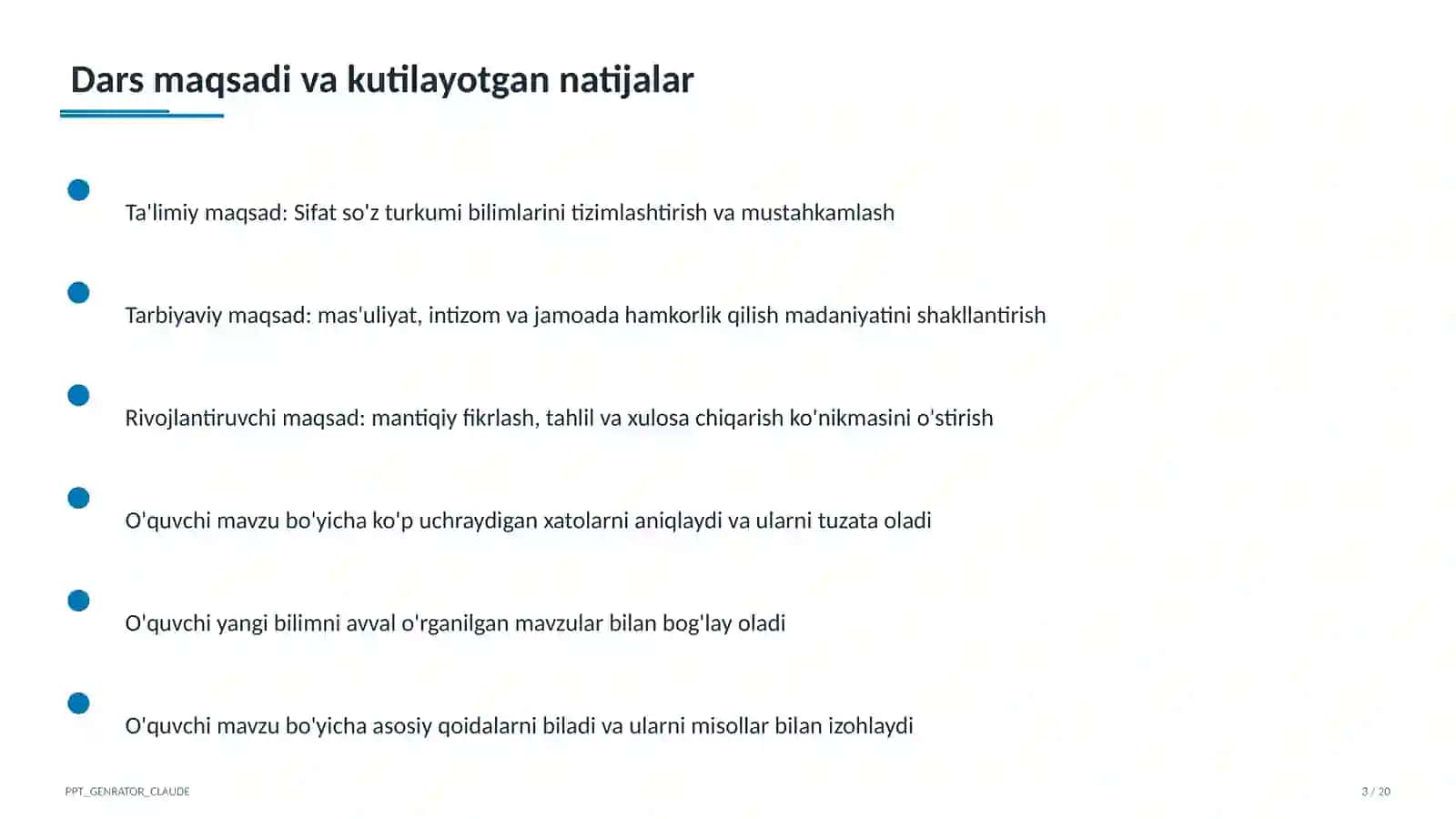Sifat so'z turkumi (3-sinf) 3