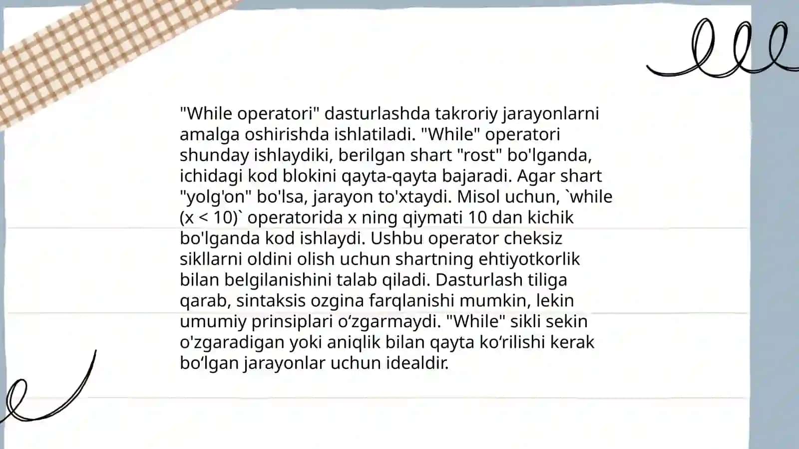 While operatori Python dasturlash tilida 3