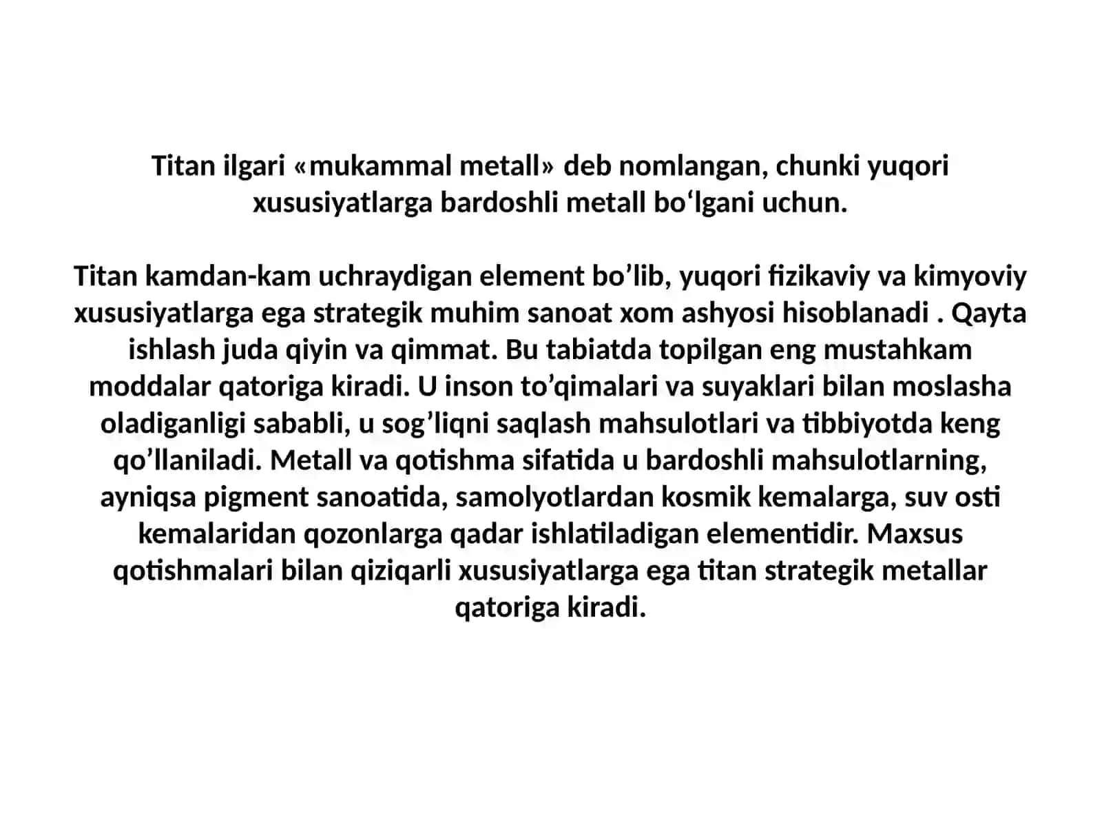 Titanguruhchaelementlarining ishlatilishi 3