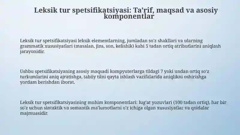 Leksik tur spetsifikatsiyasi 3