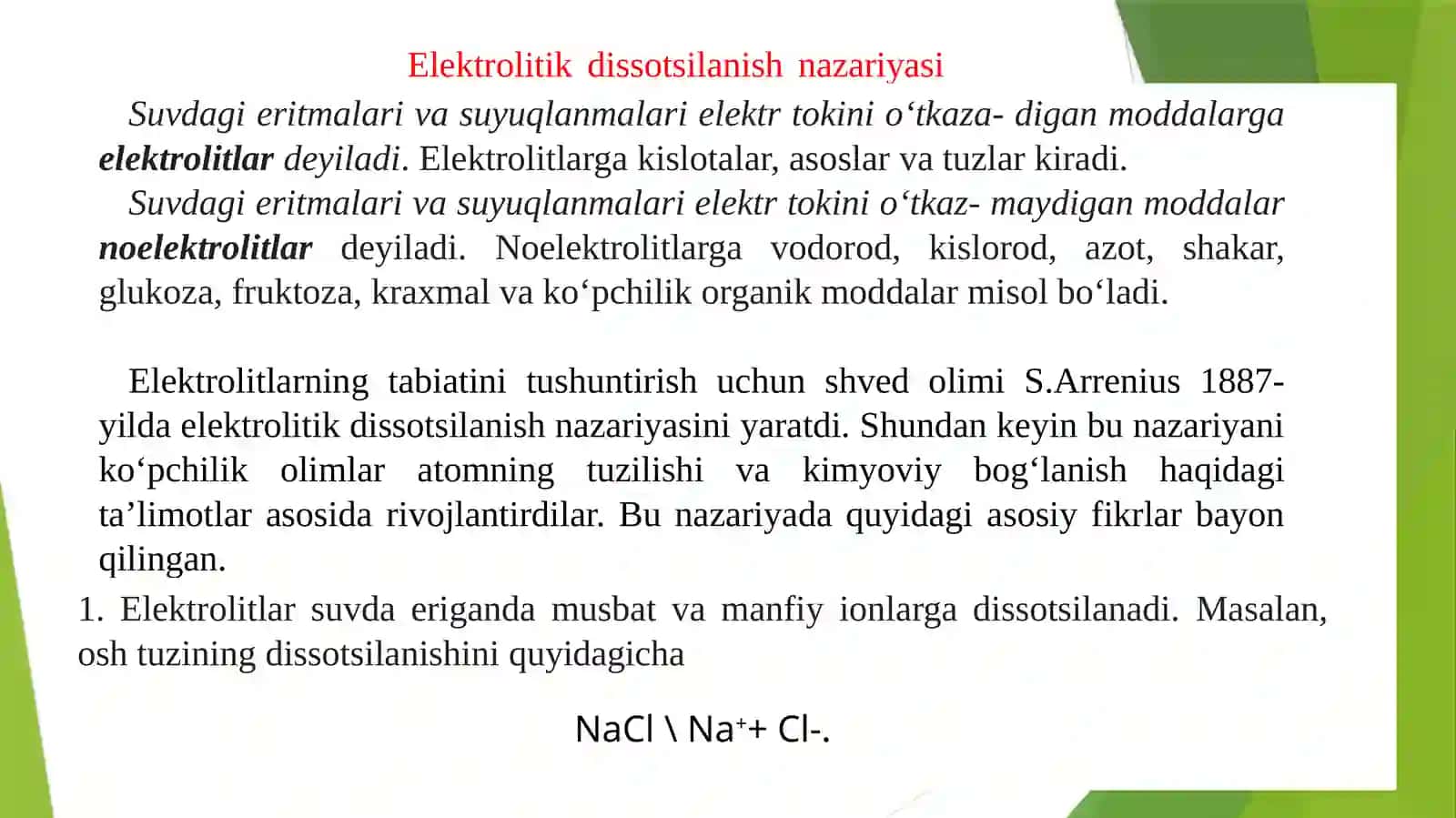 SUVNING ELEKTROLITIK DISSOTSILANISHI 3