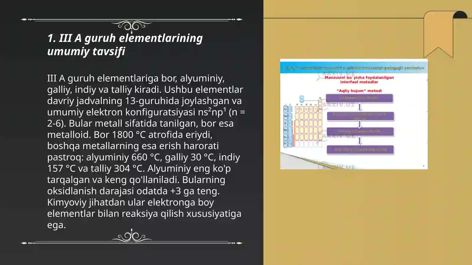 III A guruh elementlari B Al misolida 3