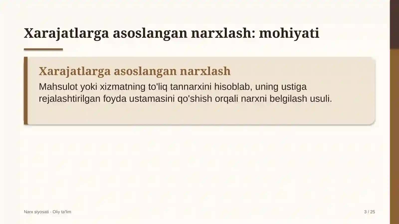 Issiqlik elektr markazlarida xarajatlarga asoslangan narxlash 3