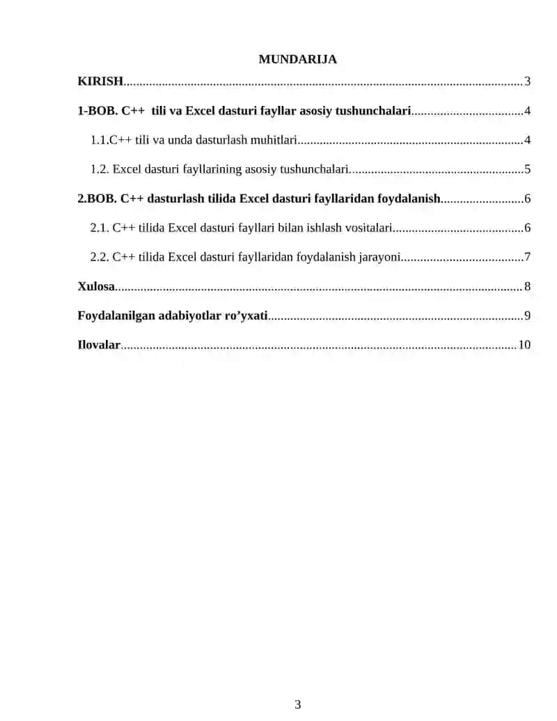 Excel dasturi fayllari bilan ishlash 3