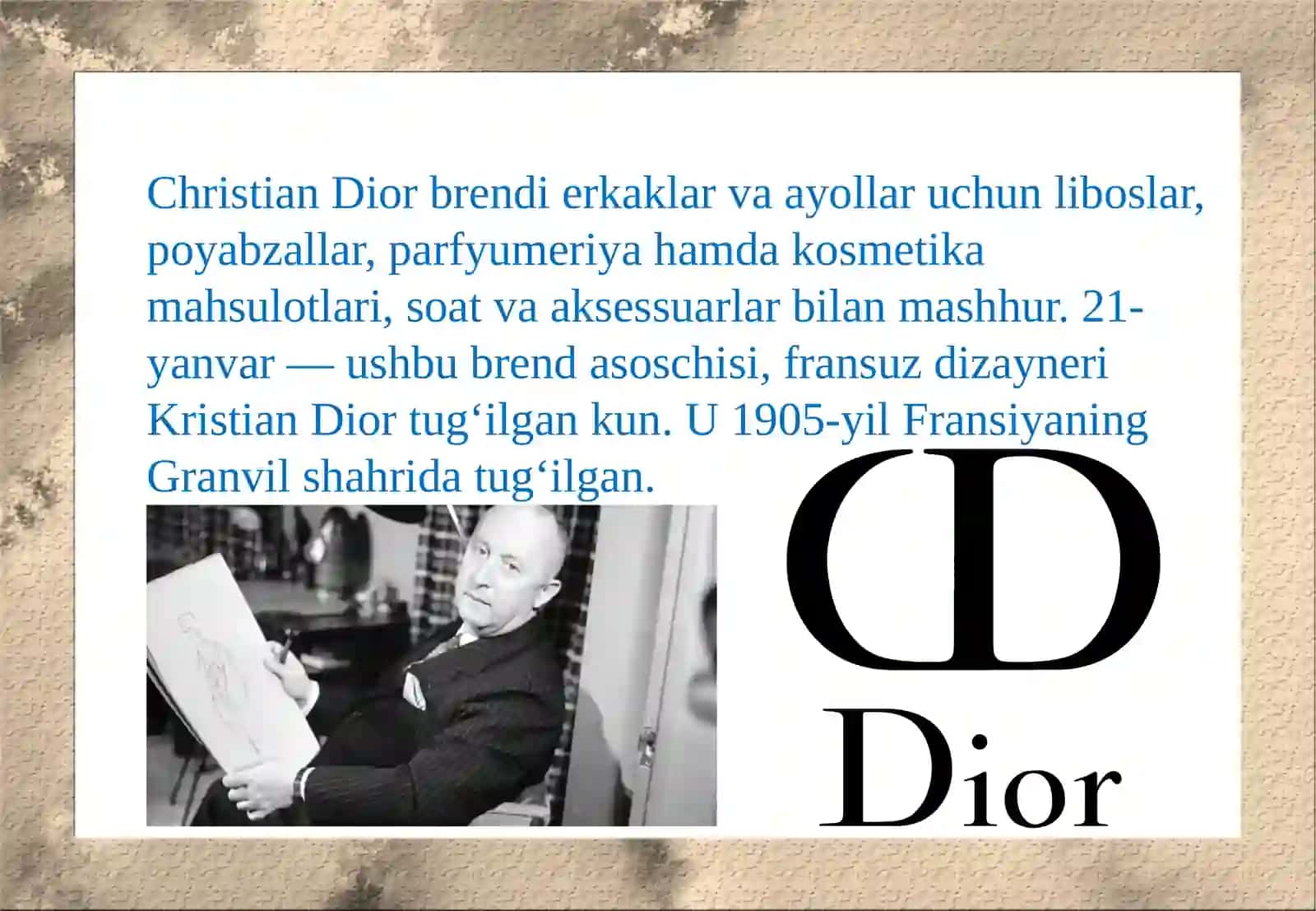 DIOR BRENDI mavzusida slayd 3