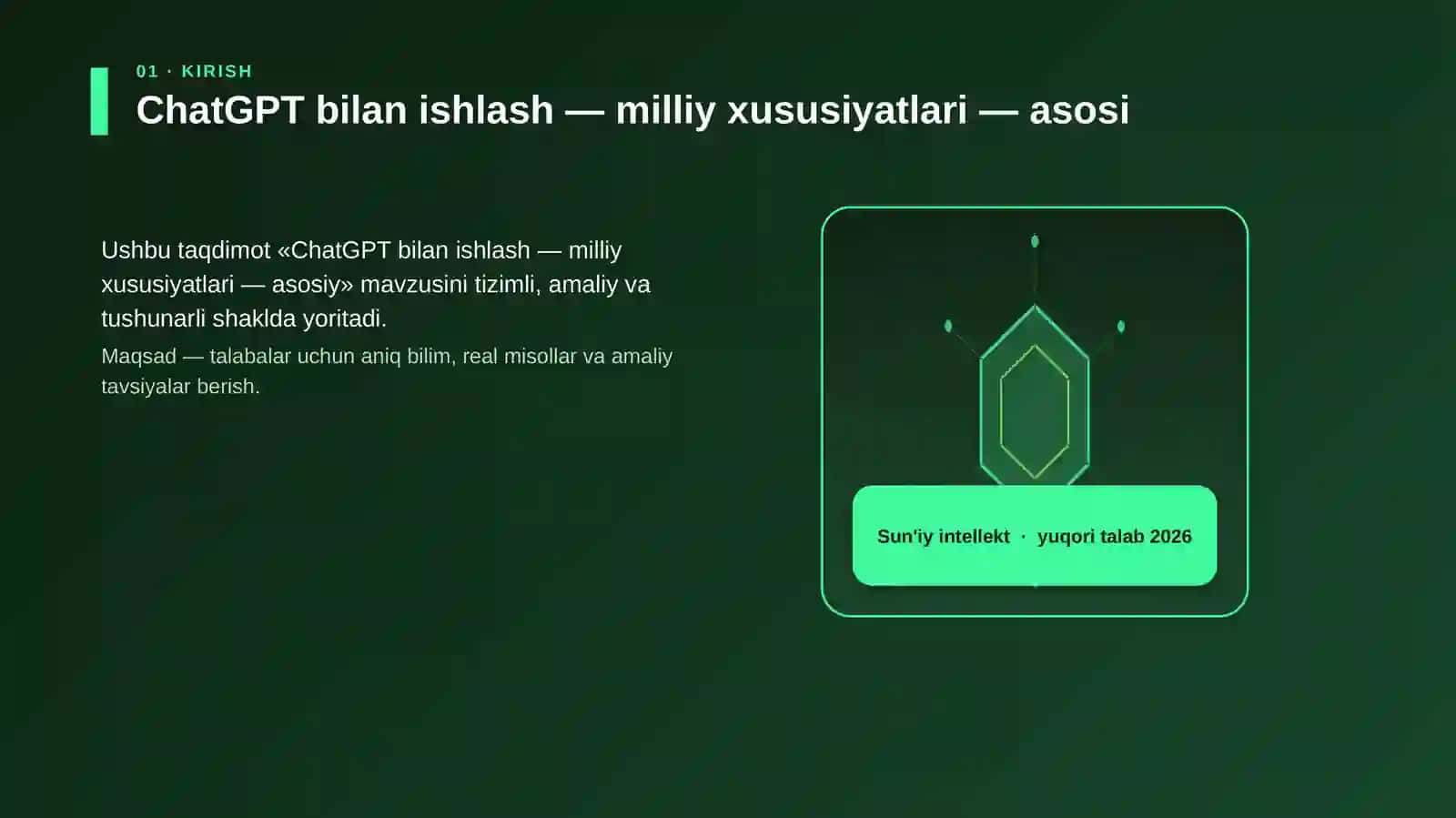 ChatGPT bilan ishlash — milliy xususiyatlari — asosiy 3