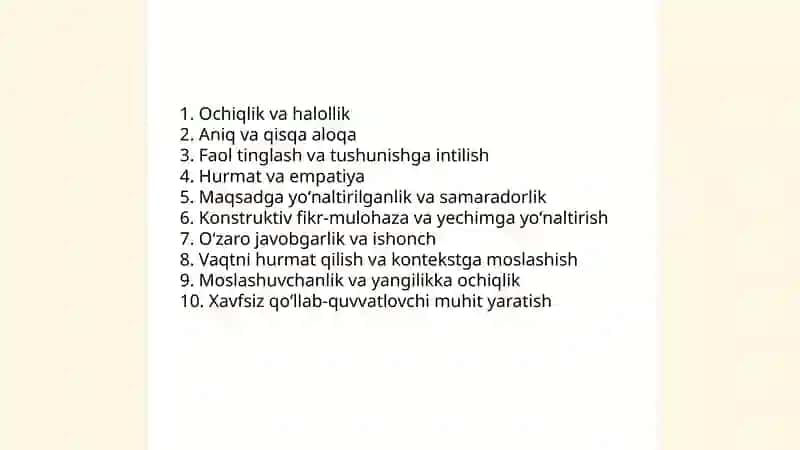 Jamoa órtasidagi muloqot 3