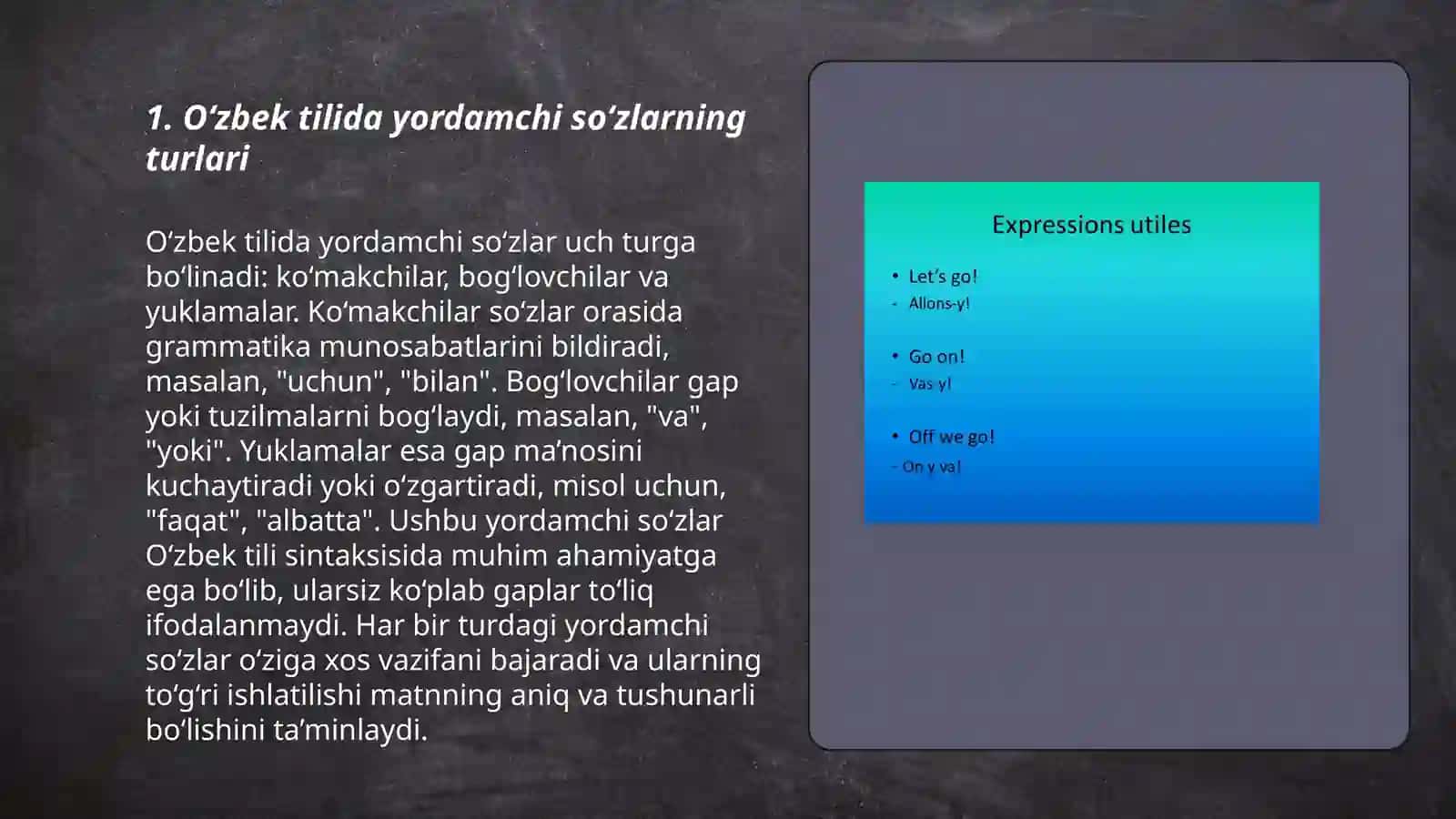 Yordamchi so'z turkumi 3