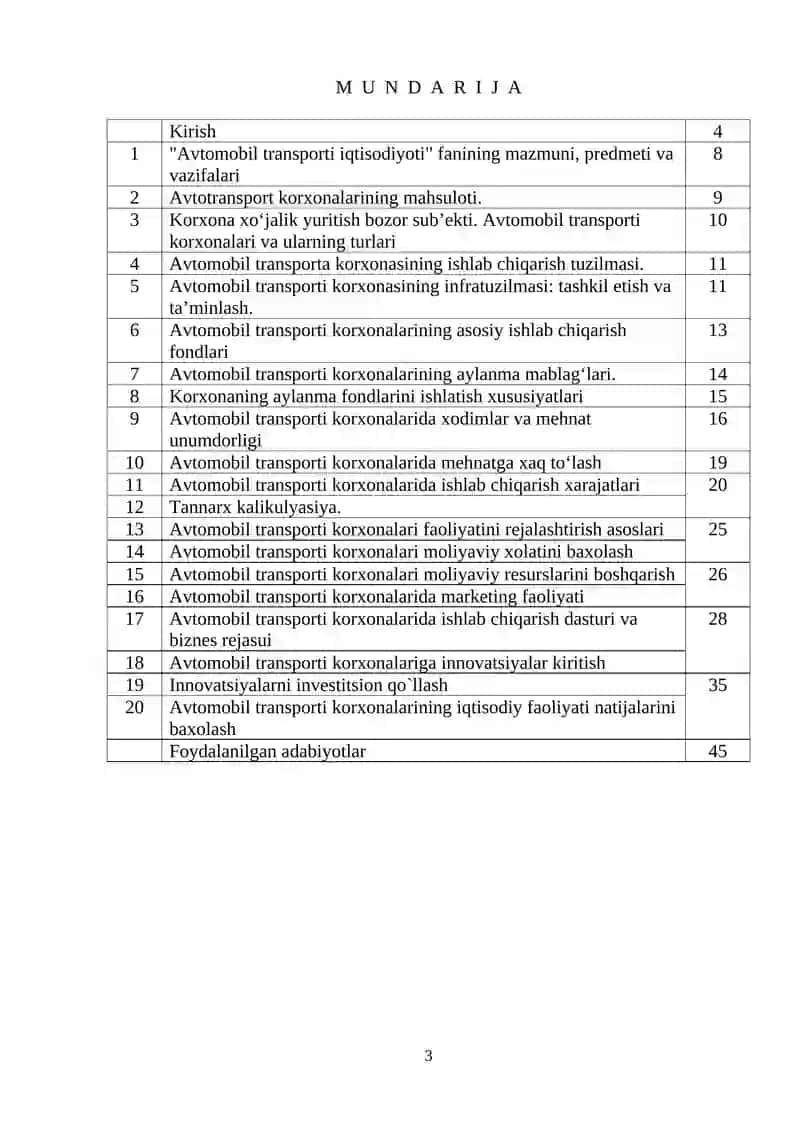 5620100– Tashishni tashkil etish va transport logistikasi (avtomobil transporti) talabalari uchun amaliy mashg`ulotlarini bajarish bo`yicha 3