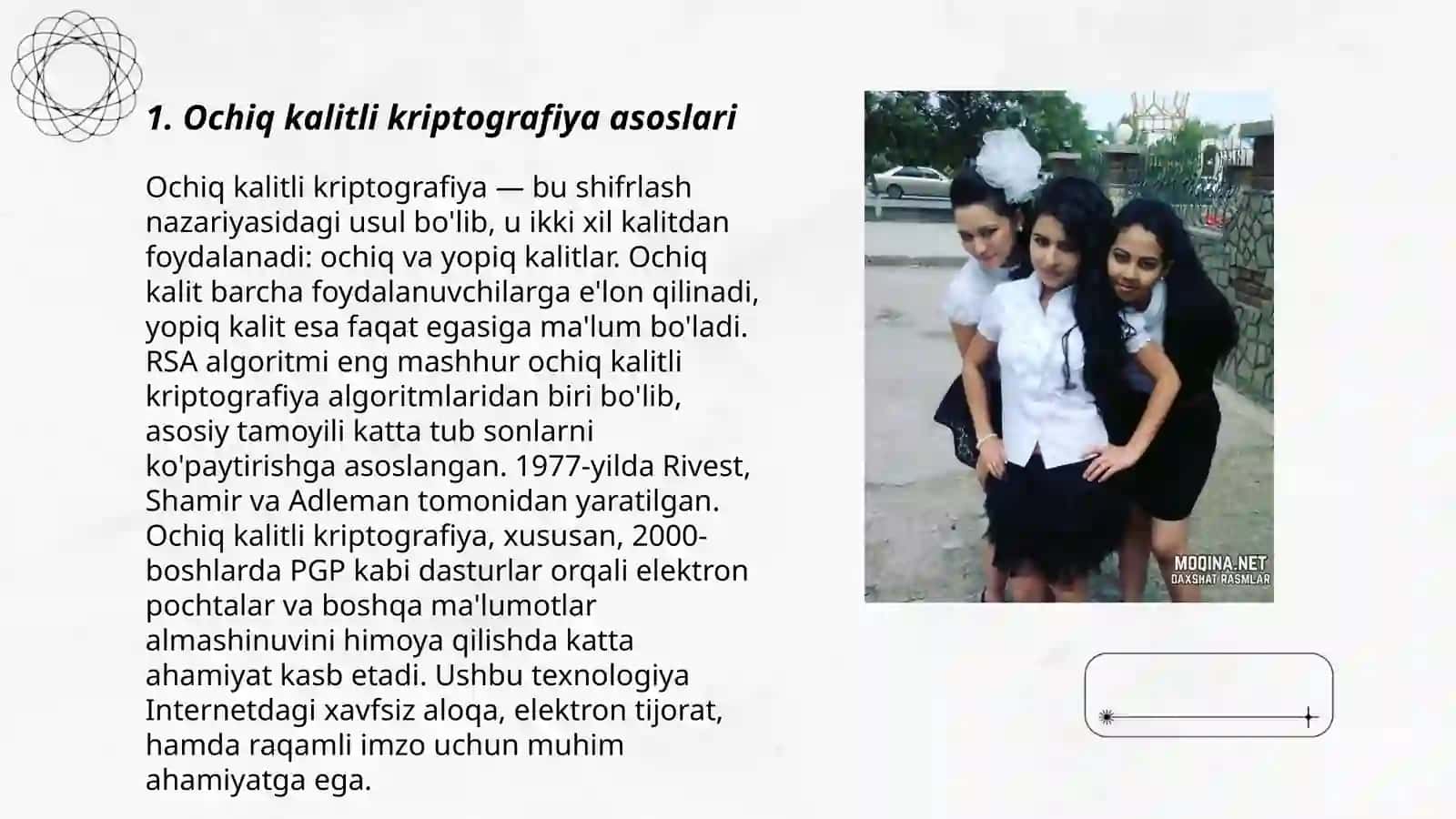 Ochiq kalitli kriptografiya asoslari 3