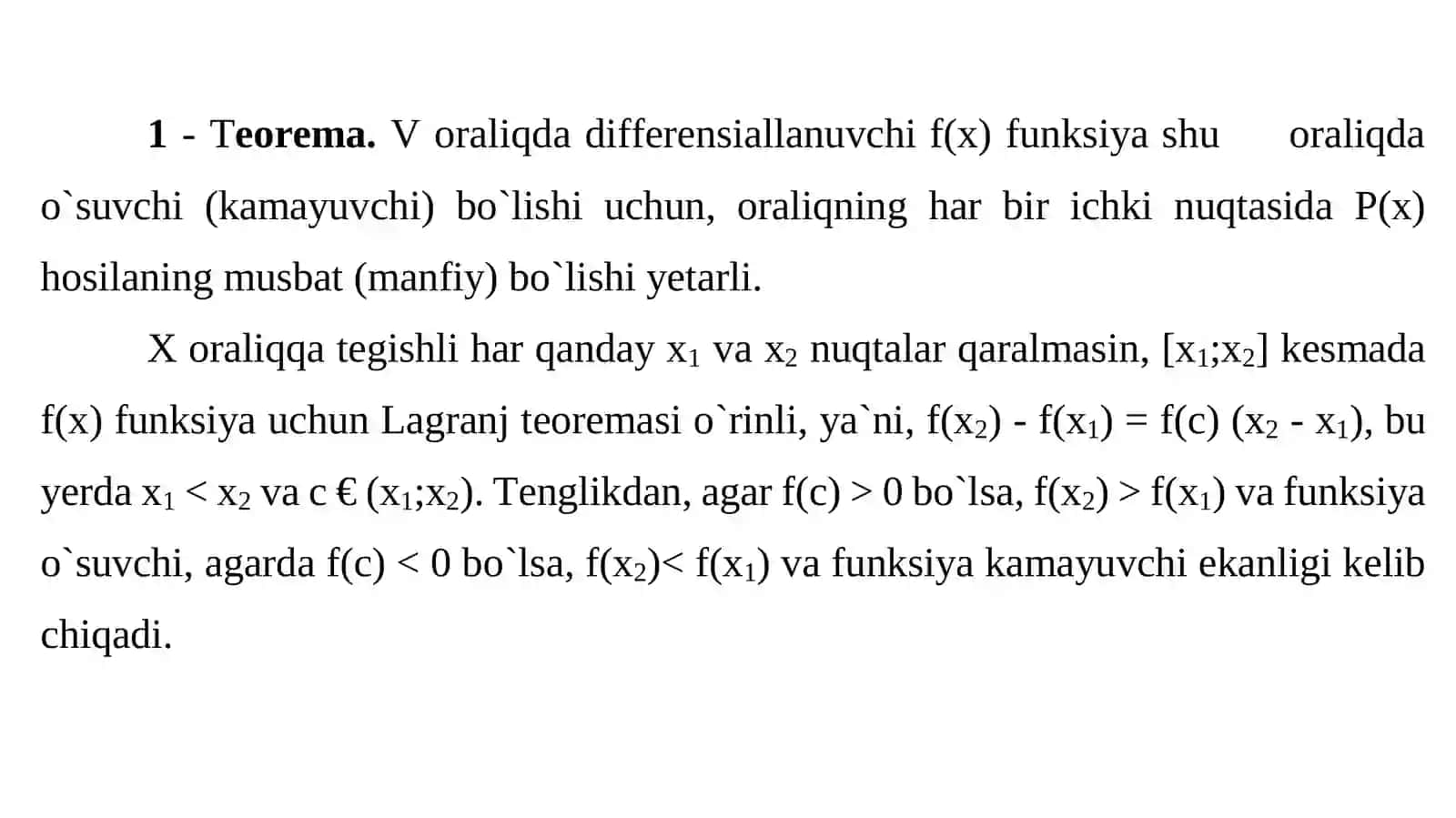 Hosila yordamida funksiyani tekshirish 3