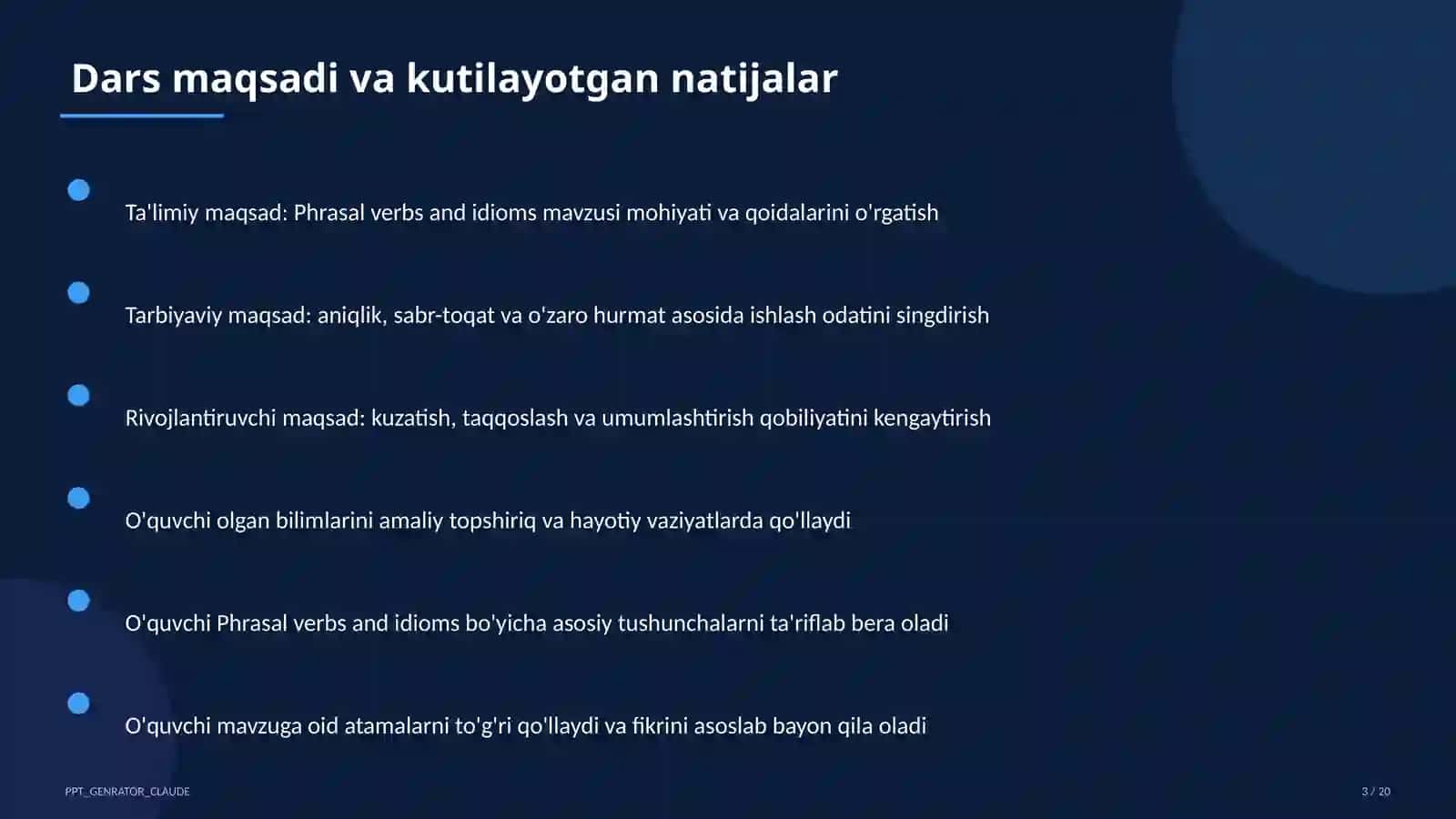 Phrasal verbs and idioms (11-sinf) 3