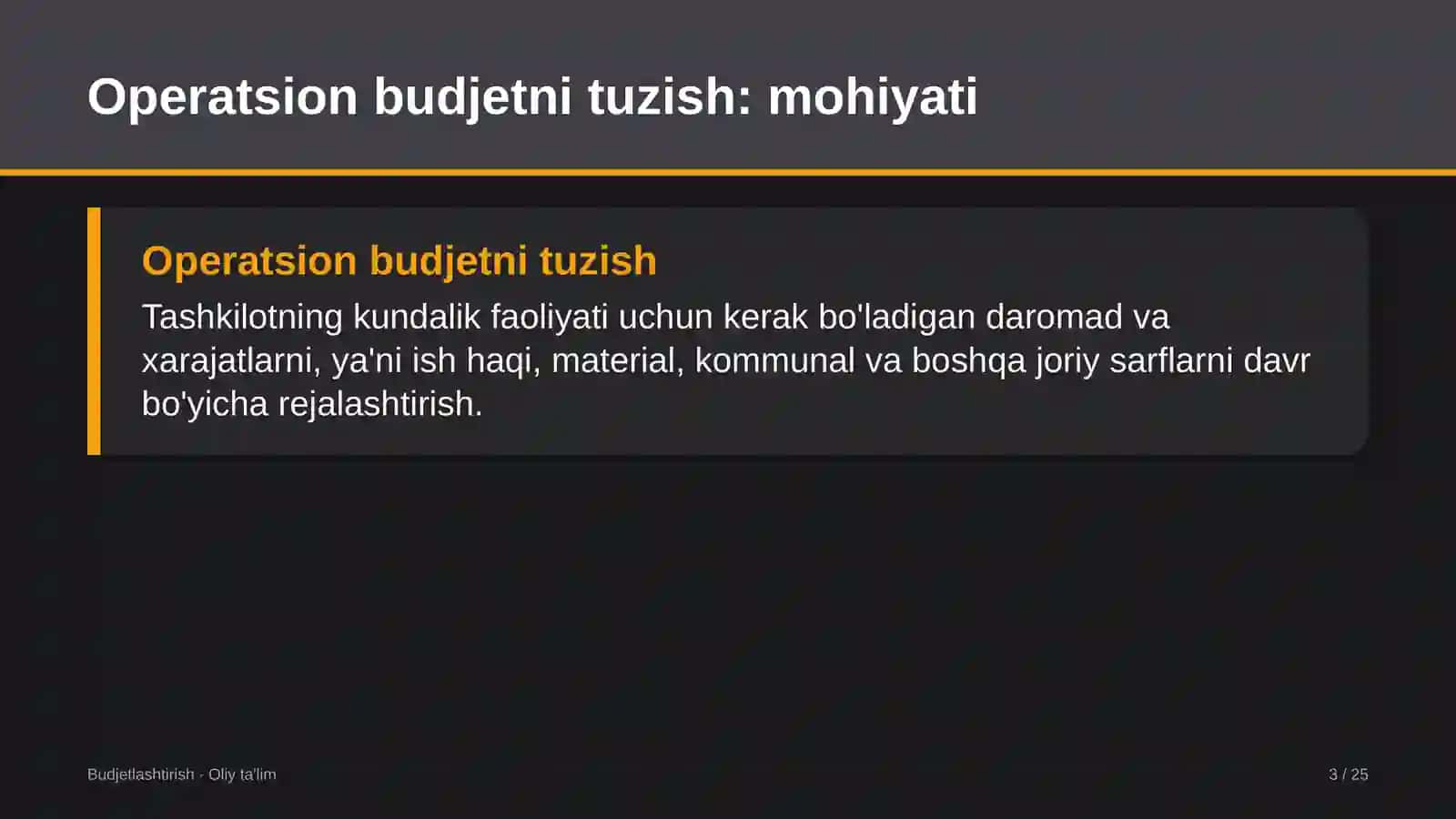 Operatsion budjetni tuzish: mohiyati 3