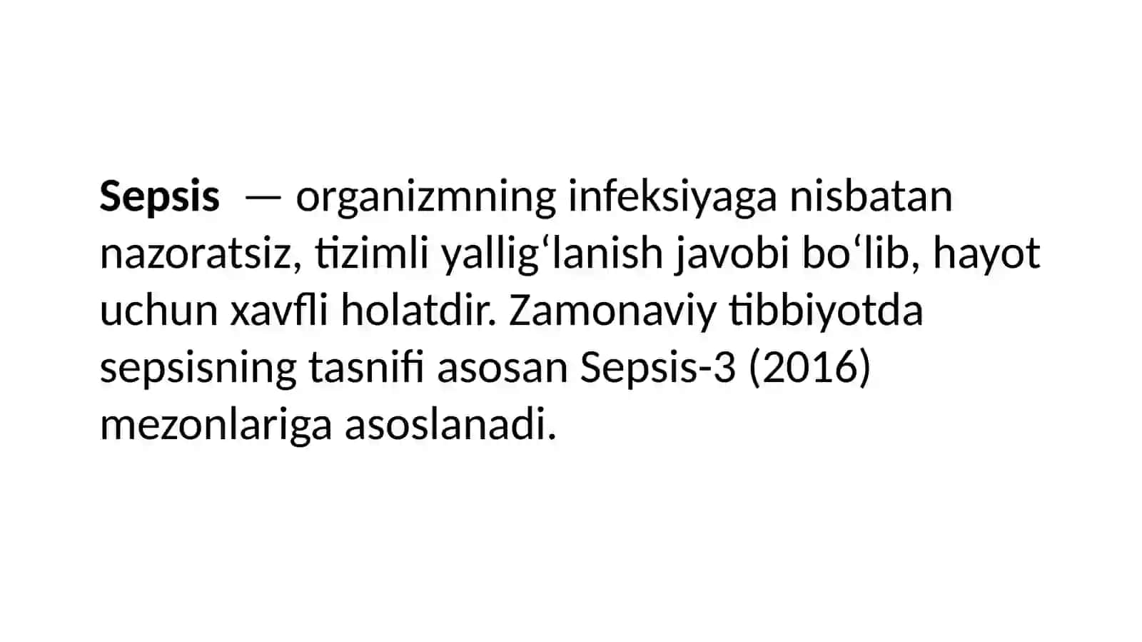 Sepsisning zamonaviy tasnifi 3