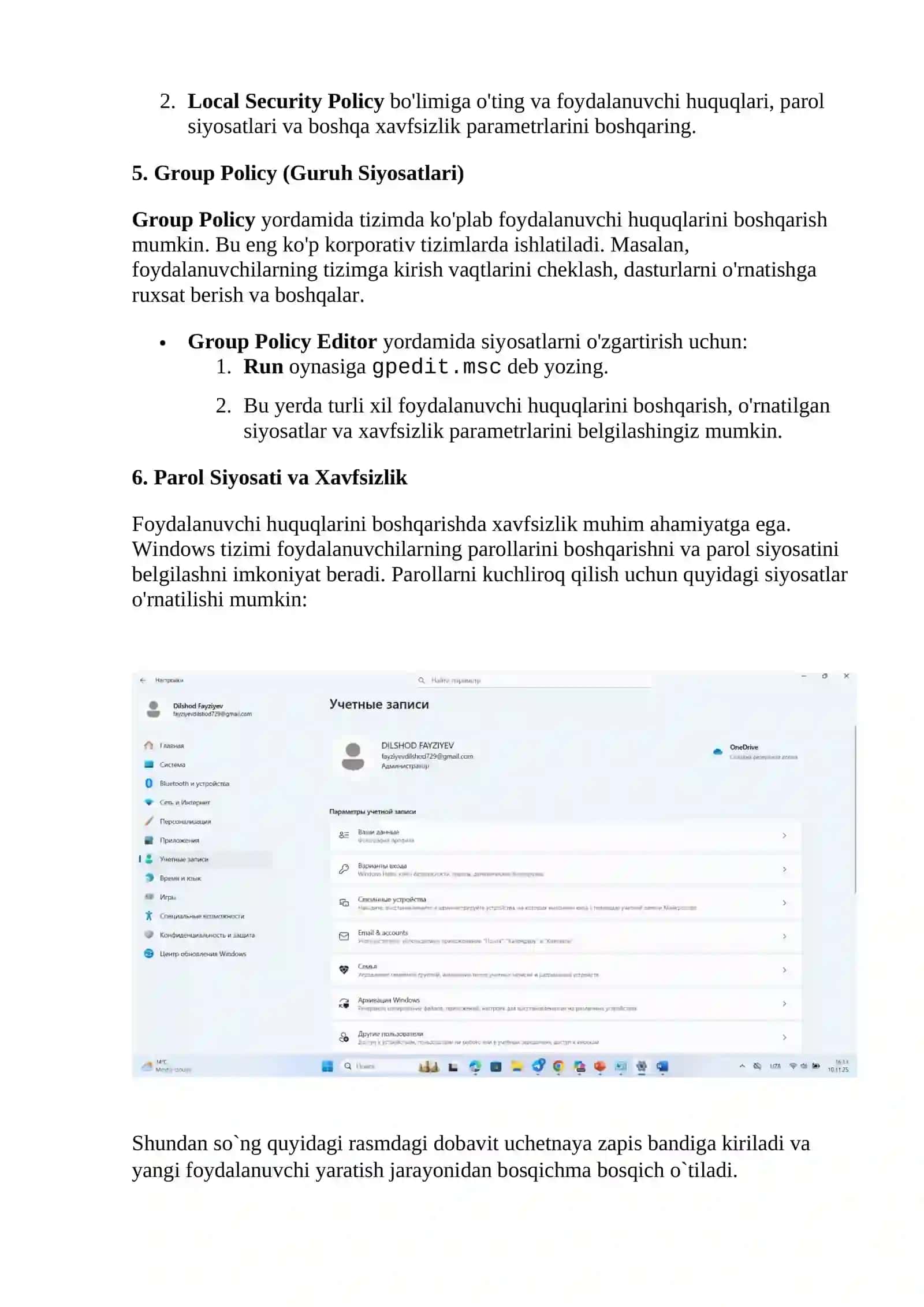 Foydalanuvchi Hisoblari (User Accounts) 3