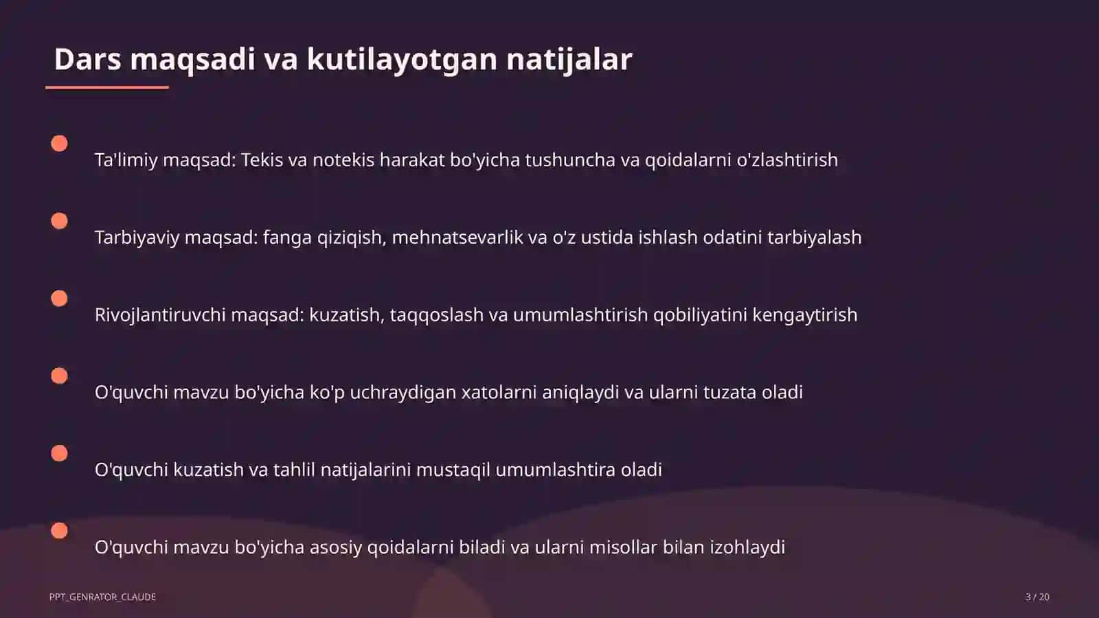 Tekis va notekis harakat (7-sinf) 3