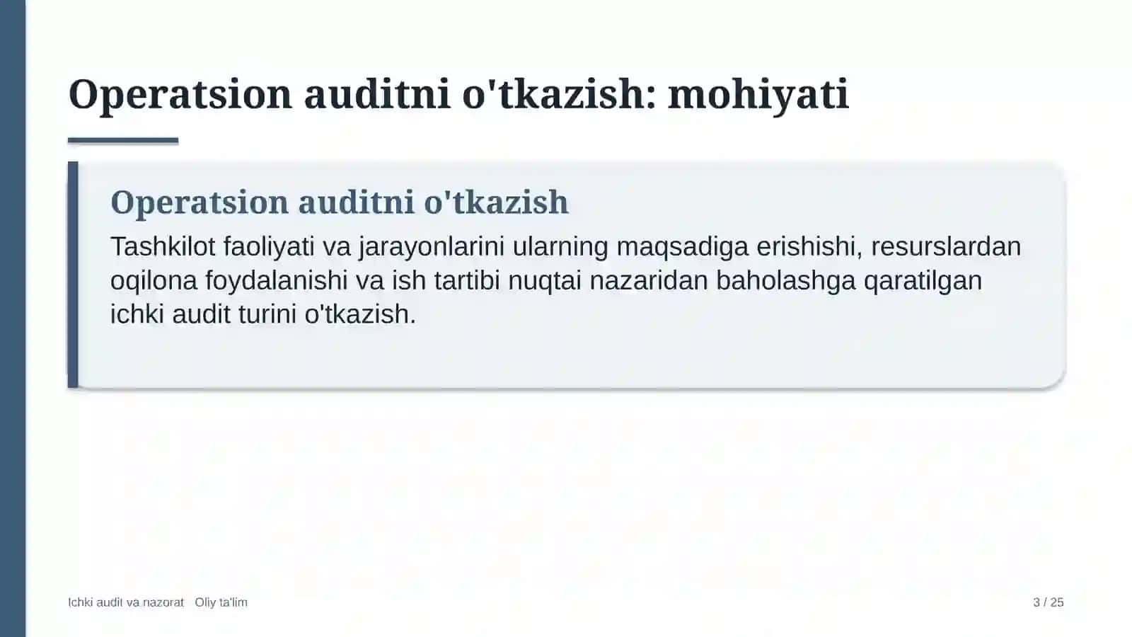qishloq qurilishida operatsion auditni o'tkazish 5211 3