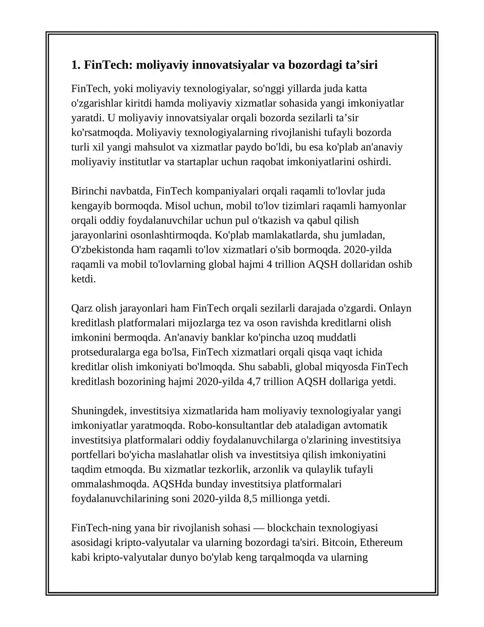 MOLIYAVIY INNOVATSIYALAR VA TEXNOLOGIYALARNING RIVOJLANISHI 3