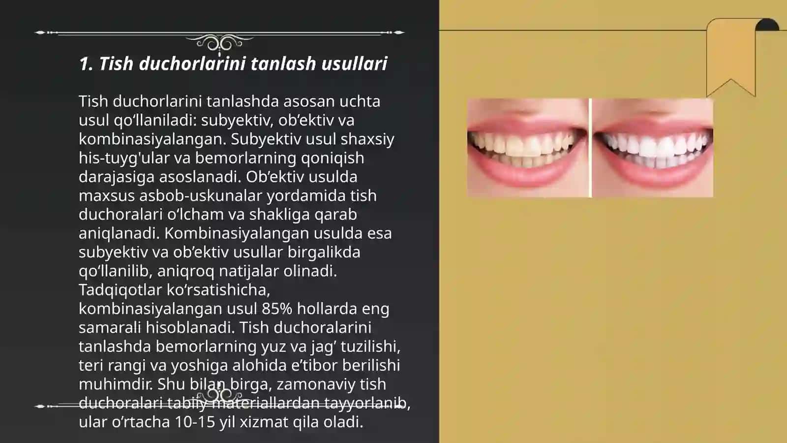 Tish duchorlarini tanlash usullari 3