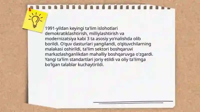 Mustaqillikdan keyingi ta'lim islohotlarining umumiy tahlili 3