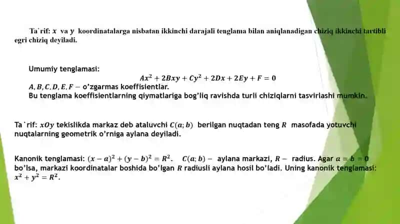 Ikkinchi tartibli egri chiziqlar 3
